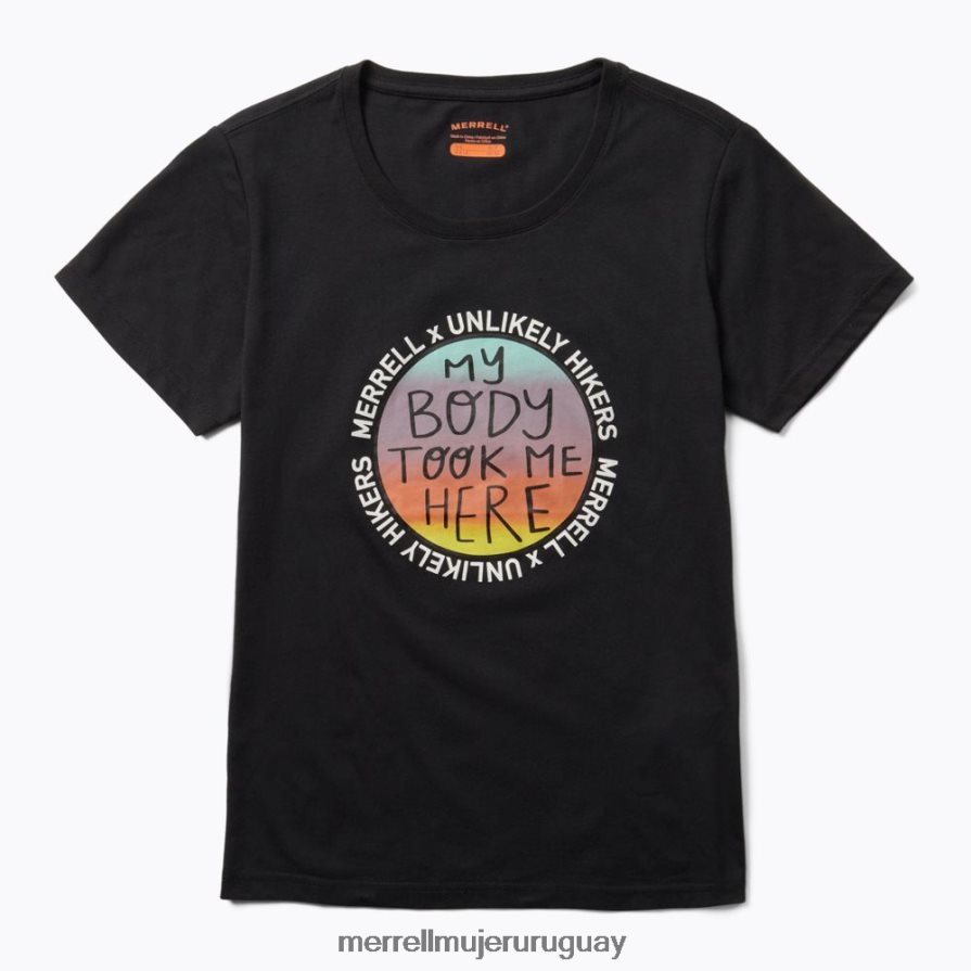 Unlikely Hikers X Merrell camiseta de manga corta (jws26683-010) ropa JPDRFN1267 negro mujer