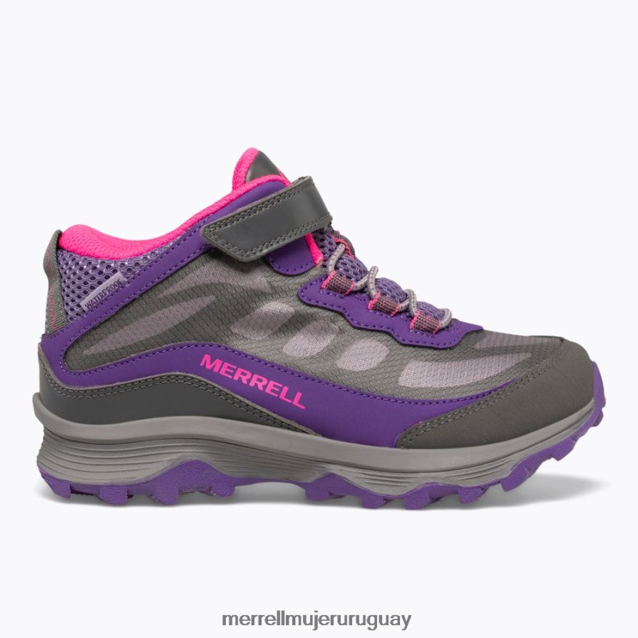 Merrell moab speed mid a/c impermeable (mk165209) zapatos JPDRFN1387 gris/rosa/morado niños