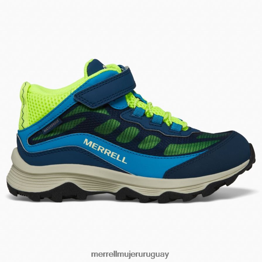 Merrell moab speed mid a/c impermeable (mk267121) zapatos JPDRFN1384 azul marino/alta visibilidad niños