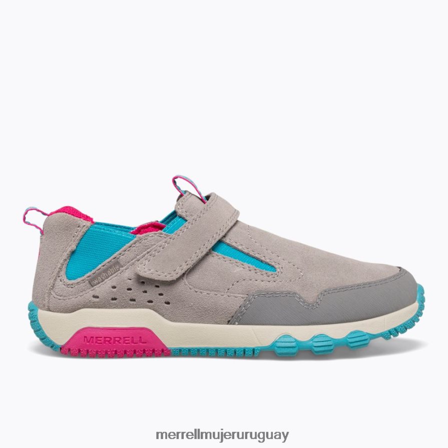 Merrell moc de exploración libre en la jungla (mk165222) zapatos JPDRFN1425 gris/turco/baya niños